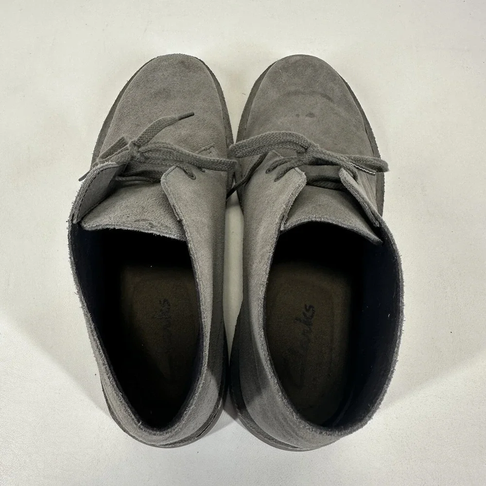 Clarks Bushacre 2 Gray Suede Leather Chukka Desert Boots Men's Size 8.5 M